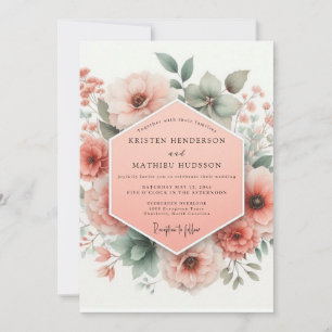 Invitation Mariage Fantaisie Fleur de Pêcher