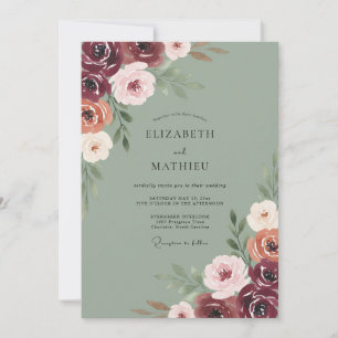 Invitation Mariage Fantaisie Florale Bourguignonne