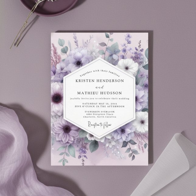 Invitation Mariage Fantaisie Florale de Lavande (Créateur téléchargé)