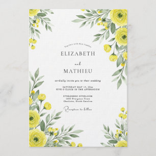 Invitation Mariage Fantaisie Florale Jaune