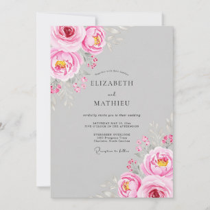 Invitation Mariage Fantaisie Florale Rose