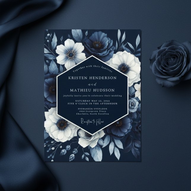 Invitation Mariage Fantaisie Indigo Bloom (Créateur téléchargé)