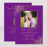 Mariage Fantaisie Photo & Code QR Violet & Or