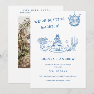 Invitation Mariage Fantaisiste à la Main Funky et Original Bl