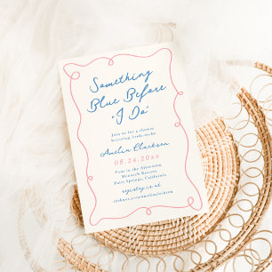 Invitation Mariage Fantaisiste à l'Eau Bleue avec Dessins à l