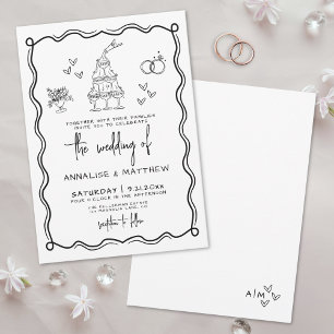 Invitation Mariage Fantaisiste au Dessin Main Quirky