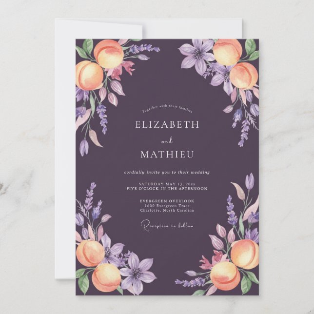 Invitation Mariage Fantaisiste au Verger de Prunes (Devant)