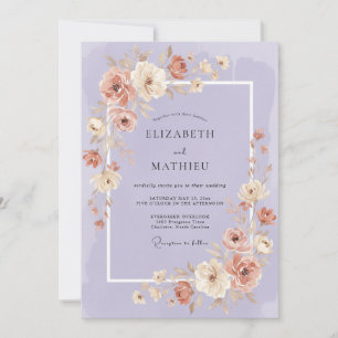 Invitation Mariage Fantaisiste aux Fleurs Mauves