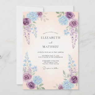 Invitation Mariage Fantaisiste aux Hortensias Violets