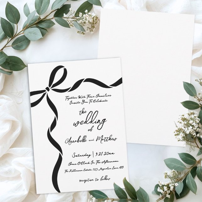 Invitation Mariage fantaisiste avec arc dessiné à la main (Hand Drawn Bow Whimsical Wedding Invitation)