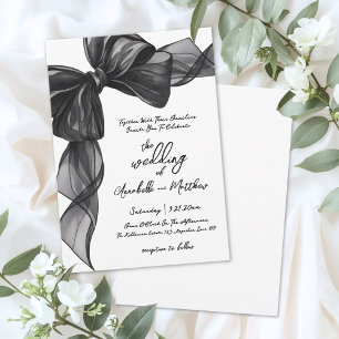 Invitation Mariage fantaisiste avec un élégant nœud noir