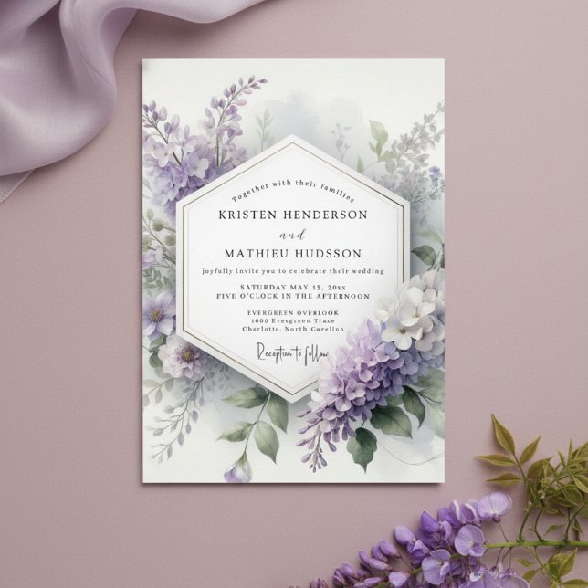 Invitation Mariage fantaisiste botanique à la lavande (Créateur téléchargé)