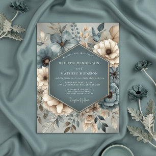 Invitation Mariage Fantaisiste Botanique Sarcelle