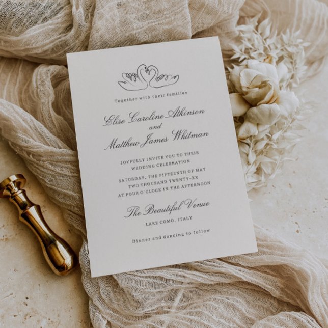 Invitation Mariage Fantaisiste de Cygnes Illustrés (Créateur téléchargé)