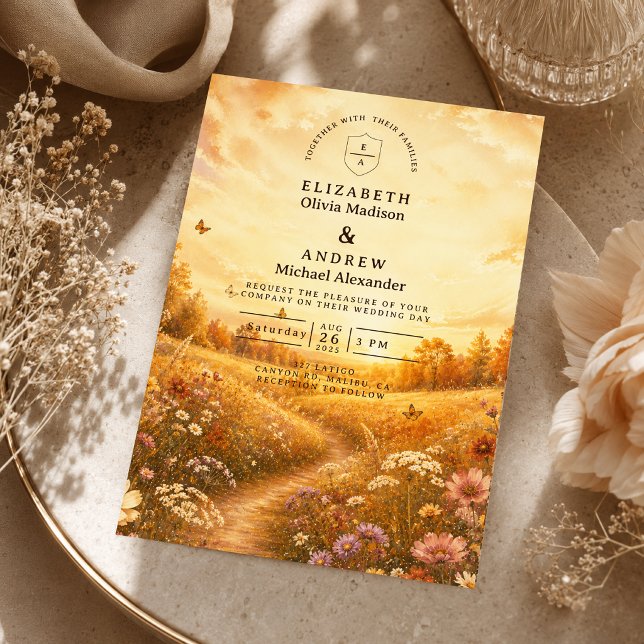 Invitation Mariage Fantaisiste de Fleurs Sauvages d'Automne (Créateur téléchargé)