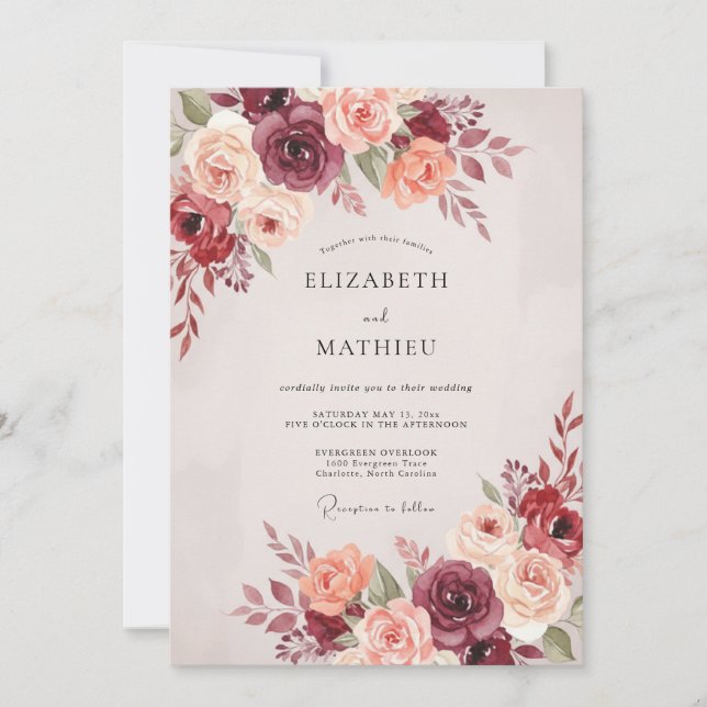 Invitation Mariage fantaisiste de la Fleur de Bourgogne (Devant)
