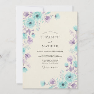 Invitation Mariage Fantaisiste de Printemps Bleu Aqua