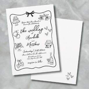 Invitation Mariage Fantaisiste Dessiné à la Main