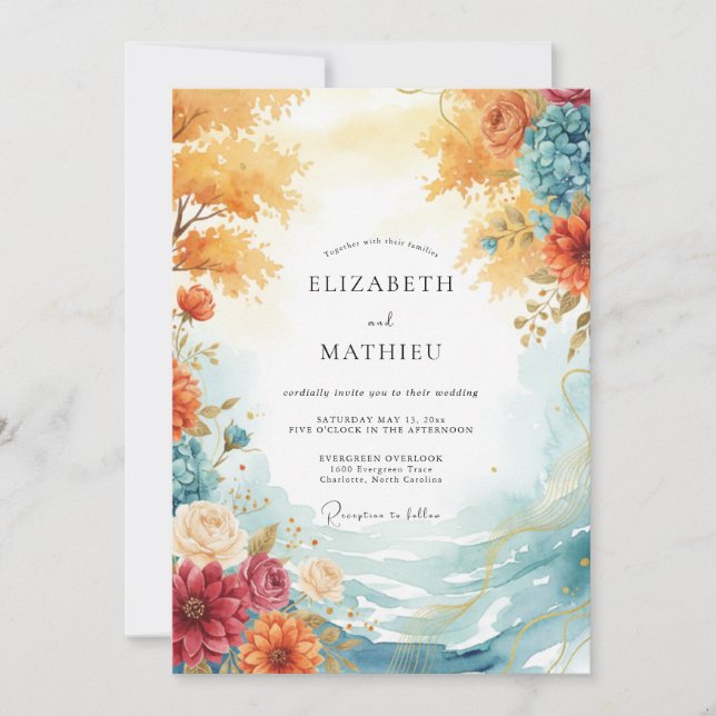 Invitation Mariage Fantaisiste Fleur d'Ambre (Devant)