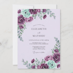 Invitation Mariage Fantaisiste Fleur de Prunier Menthe