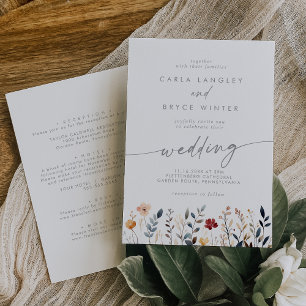 Invitation Mariage Fantaisiste Fleurs Sauvages Multicolores R