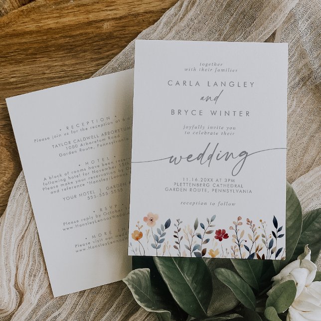 Invitation Mariage Fantaisiste Fleurs Sauvages Multicolores R (Créateur téléchargé)