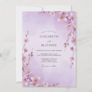 Invitation Mariage Fantaisiste Lavande Sakura
