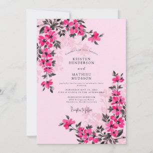 Invitation Mariage fantaisiste magenta de printemps