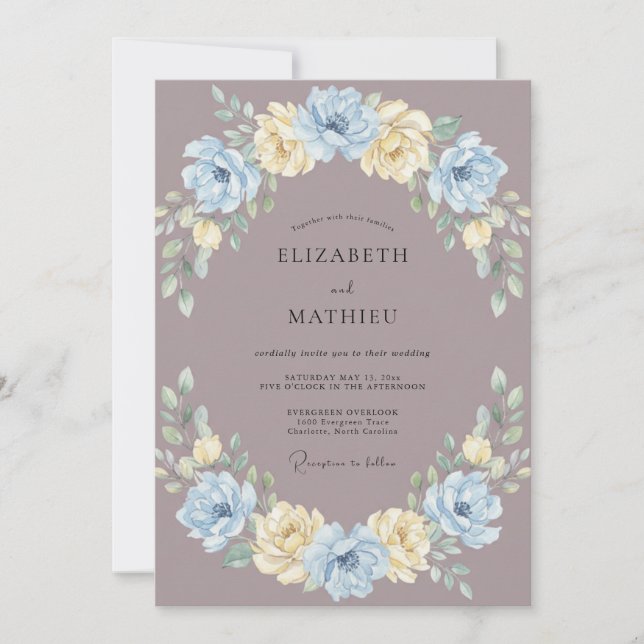 Invitation Mariage Fantaisiste Mauve de Printemps (Devant)