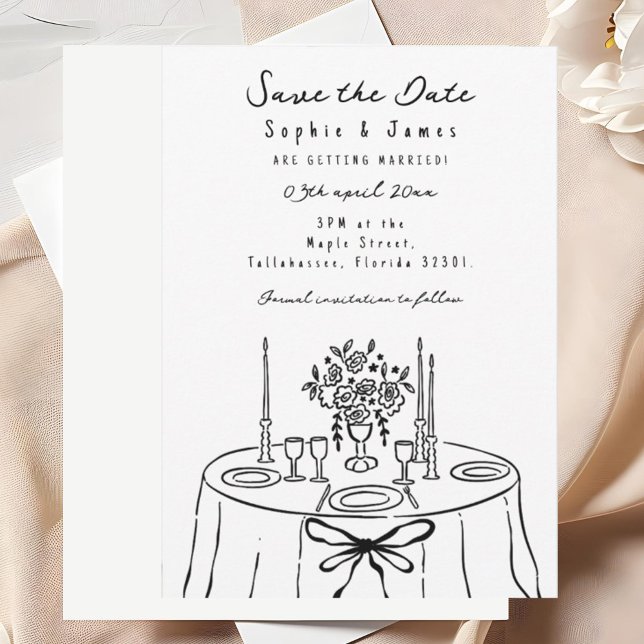 Invitation Mariage fantaisiste noir dessiné à la main (Créateur téléchargé)