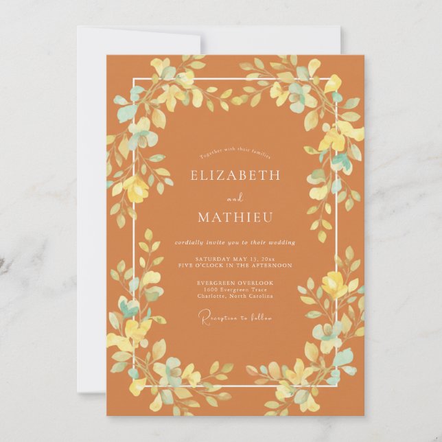 Invitation Mariage Fantaisiste Orange Brûlé (Devant)