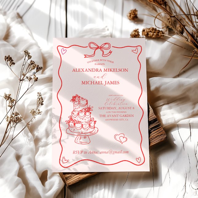 Invitation Mariage Fantaisiste Rétro au Style Doodle (Créateur téléchargé)
