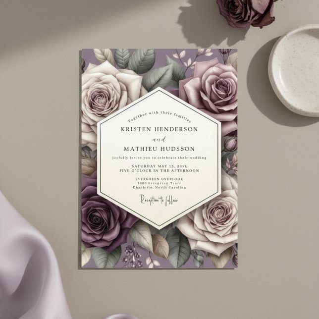 Invitation Mariage Fantaisiste Rose Mauve (Créateur téléchargé)