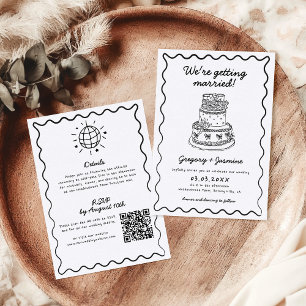 Invitation Mariage Fantaisiste Tout En Un Dessiné à la Main