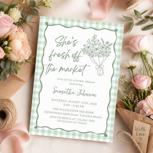 Invitation Mariage fantaisiste vert frais du marché Cadeau de (Créateur téléchargé)