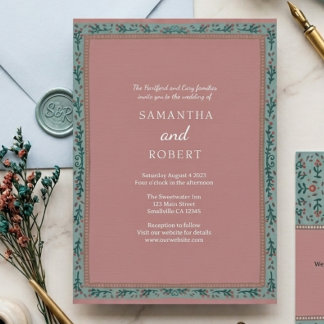 Invitation Mariage Fantaisiste Vigne Vert Bleu 