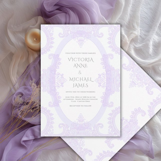 Invitation Mariage Fantaisiste Vintage Lace Violette  (Créateur téléchargé)