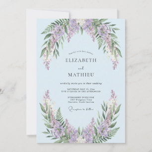 Invitation Mariage Fantaisiste Wisteria Bleu Glace