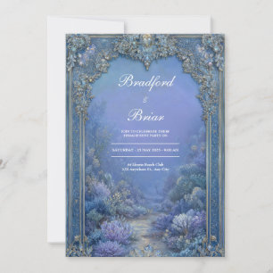 Invitation Mariage Fantastique Baroque Bleu Lavande Gelé