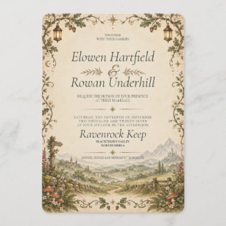 Invitation Mariage Fantastique de Campagne dans un Conte de F
