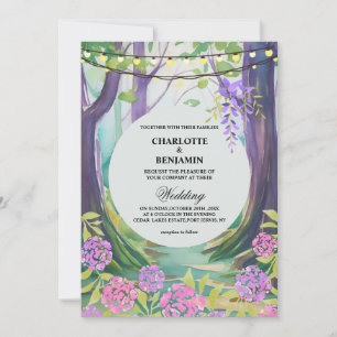 Invitation Mariage Fantastique de Forêt Enchantée et Magique