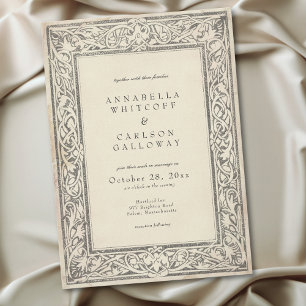 Invitation Mariage Fantasy Médiéval Gravure Vintage Noir