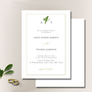 Invitation Mariage Faux Embossé Frame Lily Valley Monograms