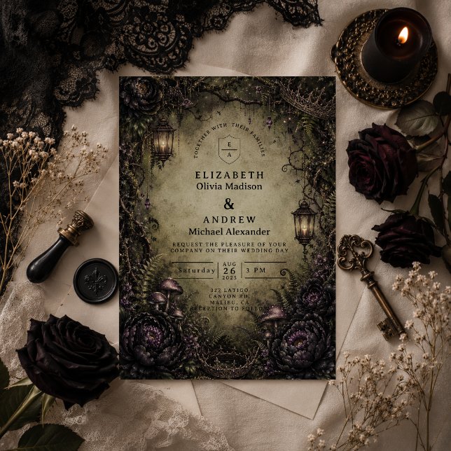 Invitation Mariage Fée Gothique de la Forêt Mystique (Créateur téléchargé)