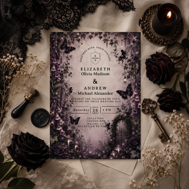 Invitation Mariage Fée Gothique Fantastique Sombre (Créateur téléchargé)