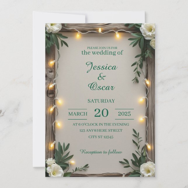 Invitation Mariage Féérique Rustique (Devant)