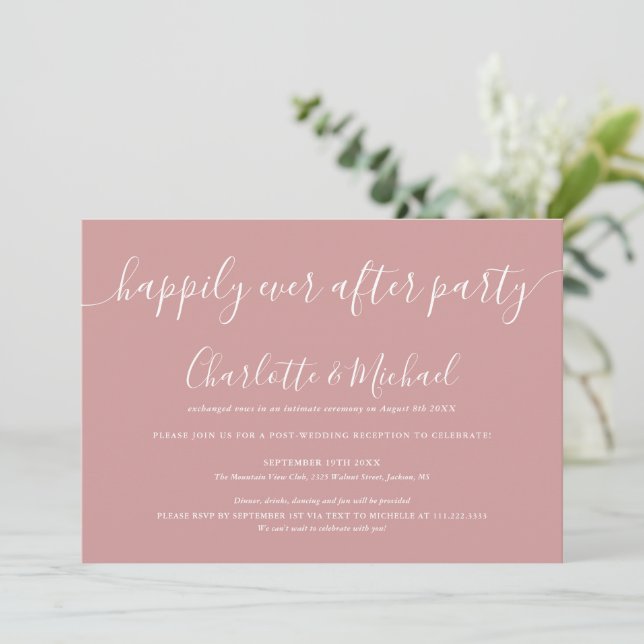 Invitation Mariage Fête Dusty Rose Pour Toujours (Debout devant)