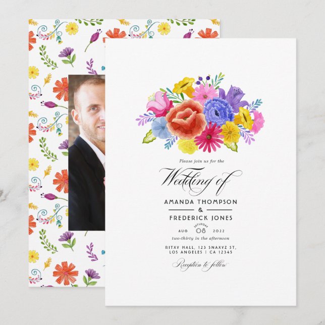 Invitation Mariage Fête Florale Aquarelle (Devant / Derrière)