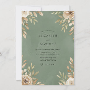 Invitation Mariage Feuillage Champagne Mousse