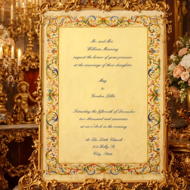 Invitation Mariage Feuillage Couleur Baroque Rétro Rococo 168 (Créateur téléchargé)